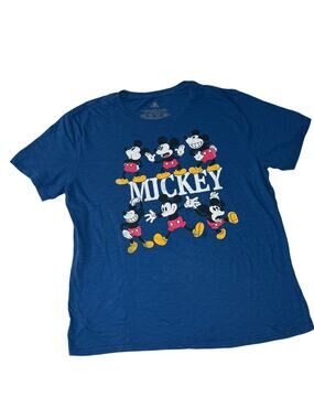 Disney Mickey Mouse Graphic Cotton Tee Blue XL Theme Park Cartoon Casual Y2K